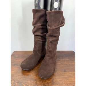 Steve Madden Tianna Brown Suede Slip On Slouch Knee High Boots Size 7.5